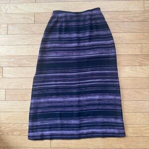 Vintage Y2K Striped Midi Skirt w/ Side Slits